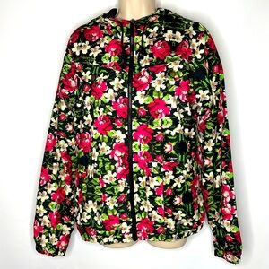 Volcom Enemy Lined Floral. Hooded Windbreaker Black, Pink, Green, L/14